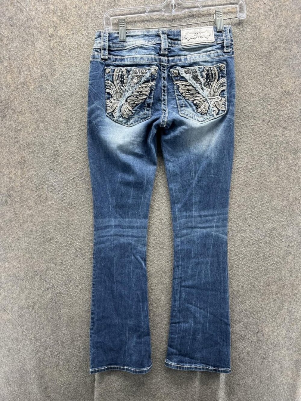 Miss Me Signature Jeans Womens 25 Blue Mid Rise Bootcut Distressed Stretch - Picture 10 of 11